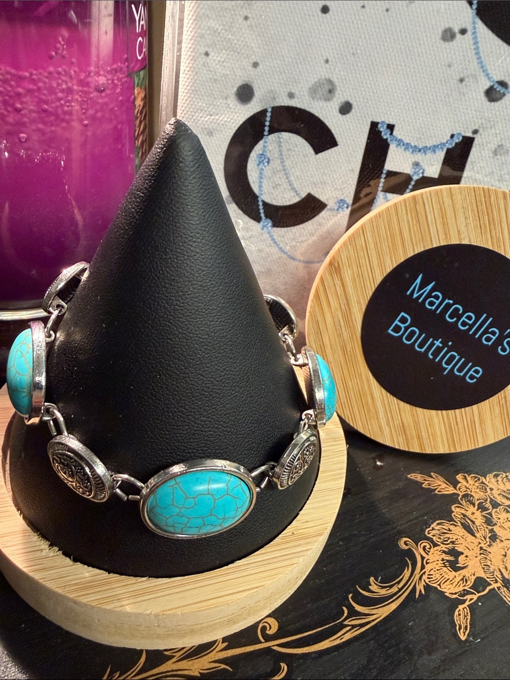 Turquoise Stone Link Bracelet -  🆕